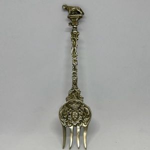Vintage Montagnani Italy Roman Shewolf Ornate Decorative Serving Meat Fork 7.5”